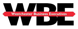 Westchester Business Executives logo with bold black WBE letters and red banner text
