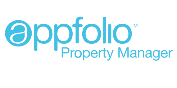AppFolio Property Manager logo in light blue text on a white background