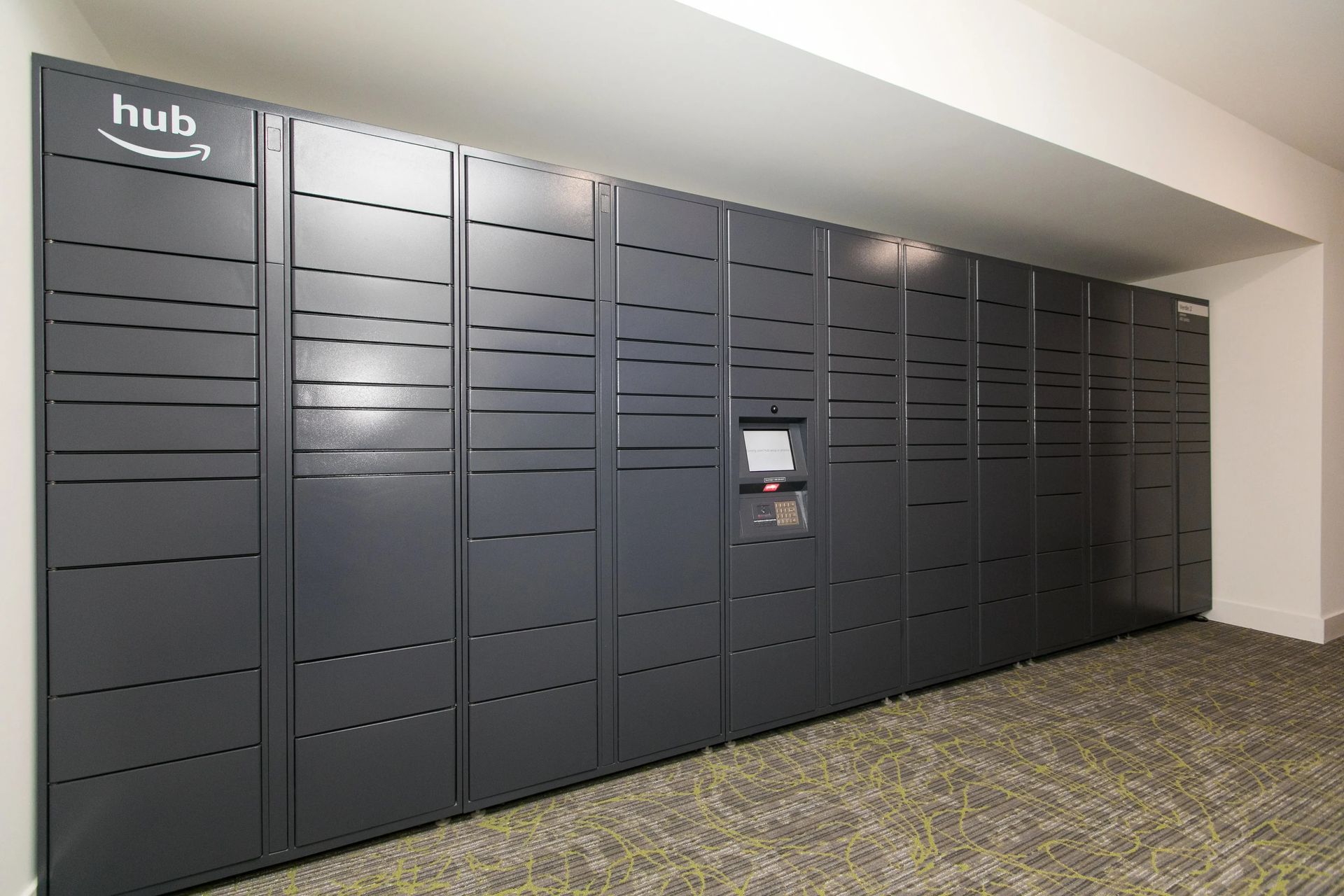 Mail room at Verde at Howard Square.