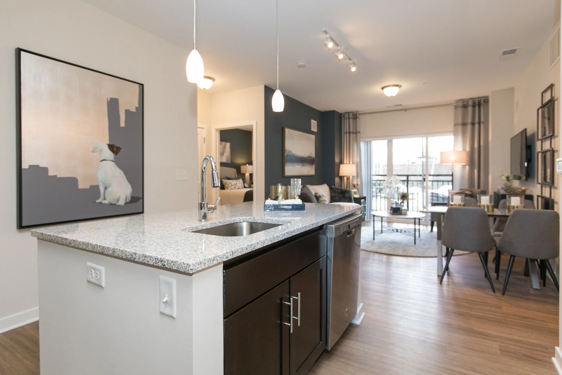 Kitchen island at Verde at Howard Square.