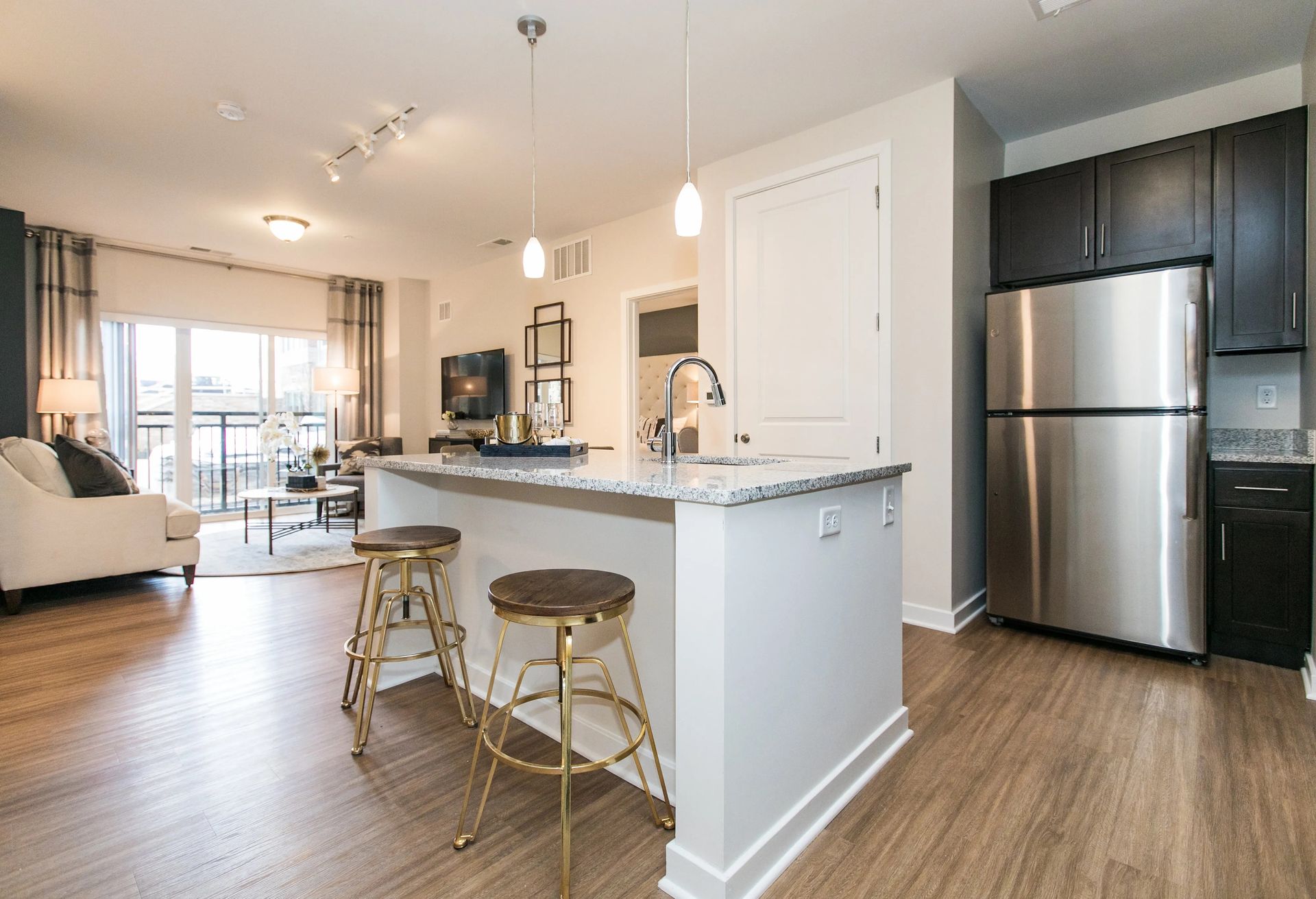 Kitchen island at Verde at Howard Square.