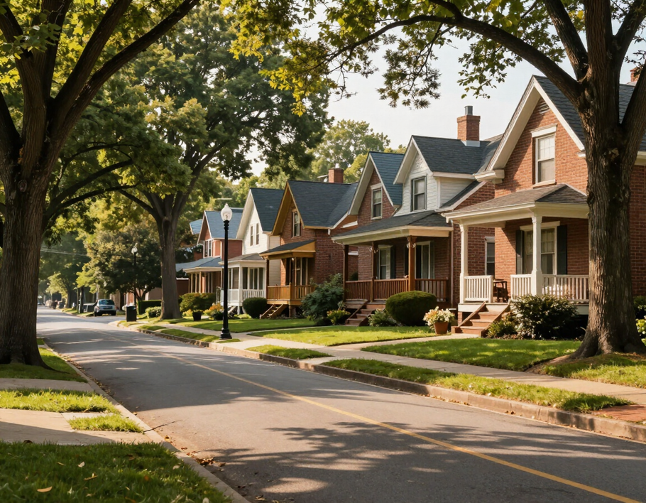 Nashville neighborhood street with mature trees and well-maintained homes