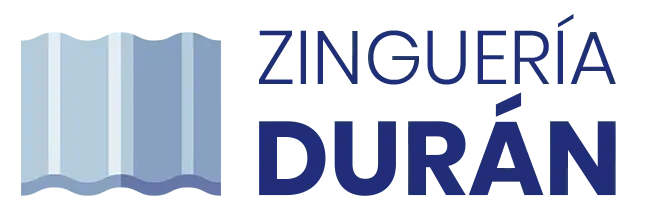 Logotipo de Zinguería Durán con un icono de techo azul y texto azul oscuro sobre fondo blanco.