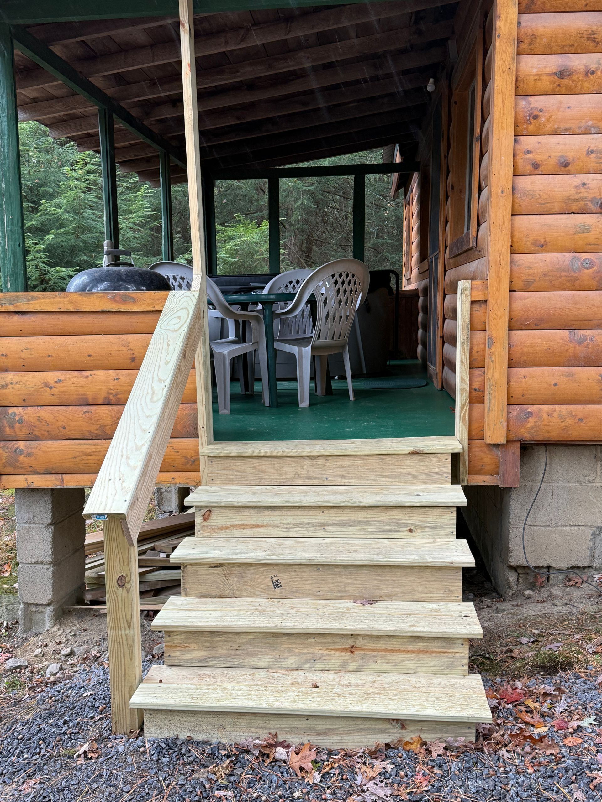 Cabin 4 new steps to porch with hot  tub