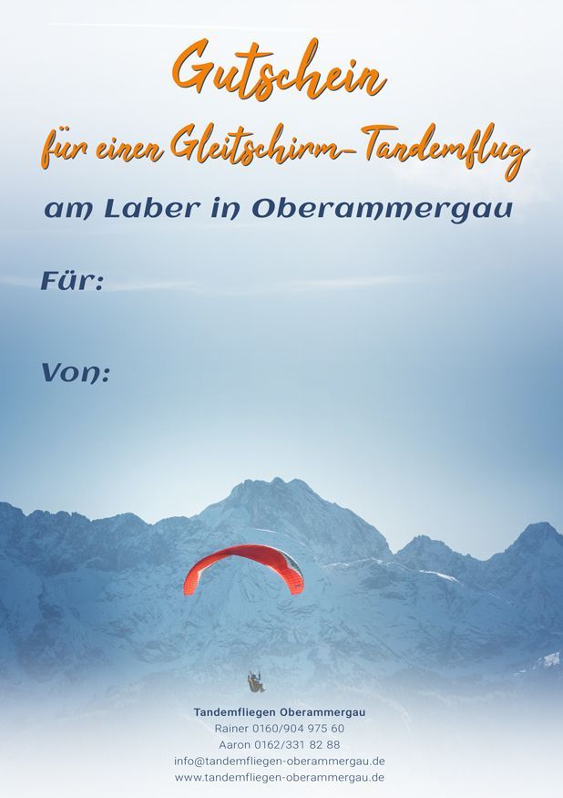 Gutschein für einen Tandemflug