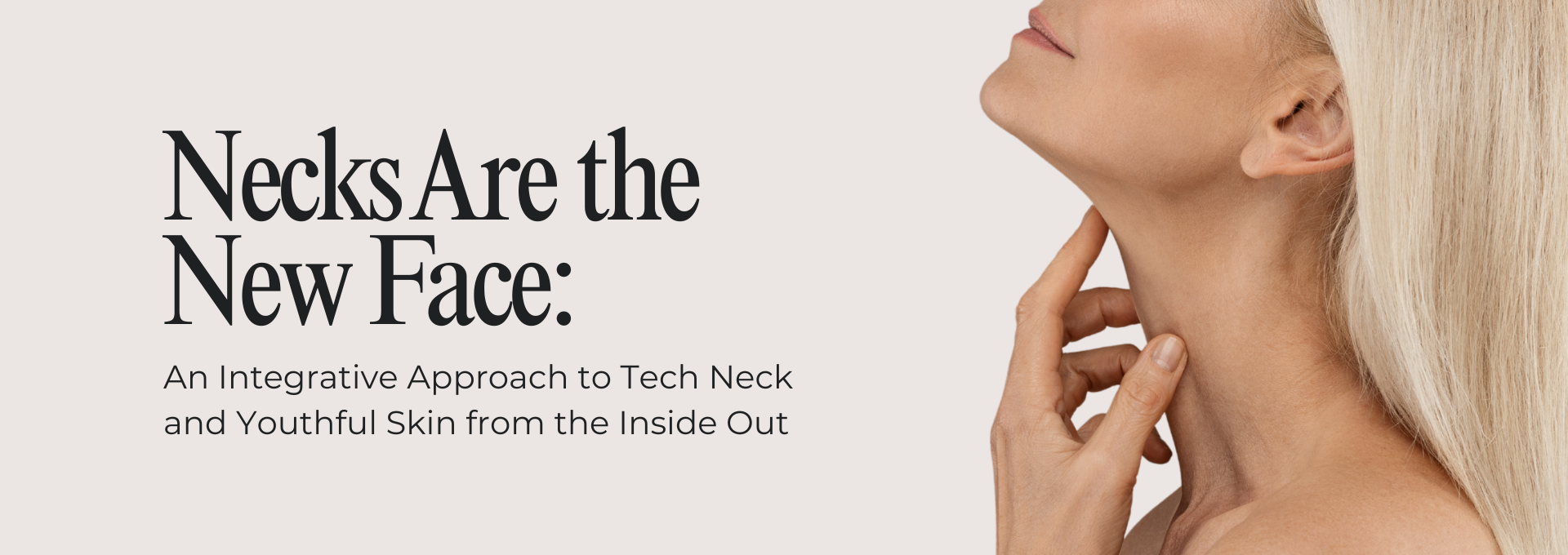 A woman 's neck is shown with the words necks are the new face.