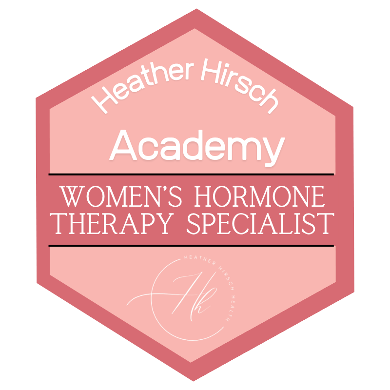 The logo for heather hirsch academy women 's hormone therapy specialist