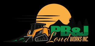 A logo for a company called pb & j land works inc.