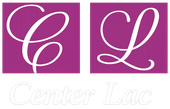 Logo viola con lettere C e L bianche in corsivo sopra la scritta "Center Lac"