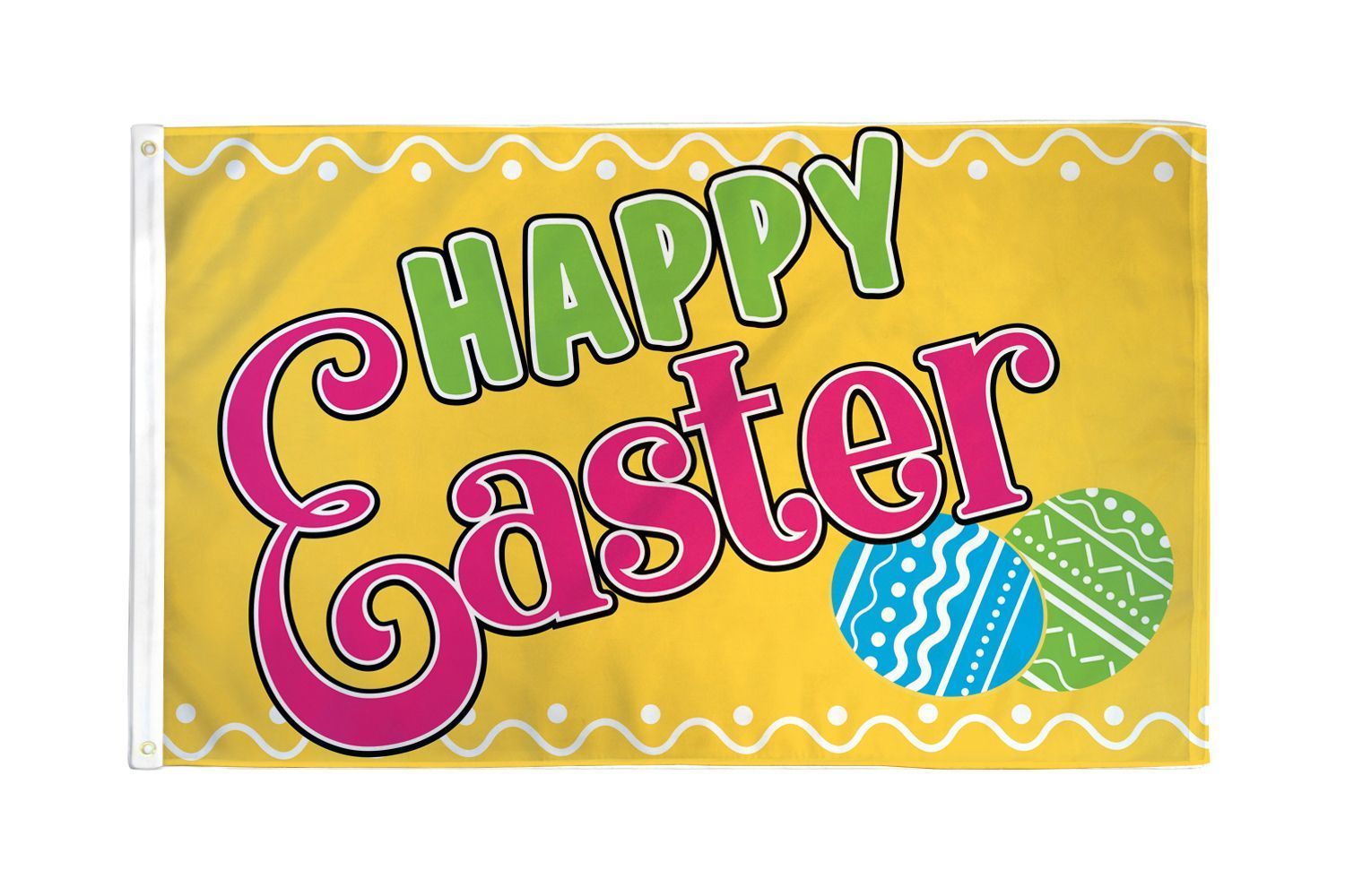 A yellow flag with the words happy easter on it