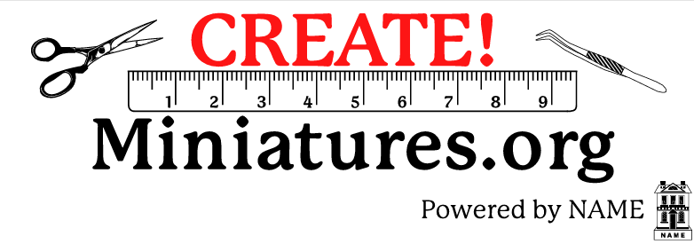 CREATE! Miniatures.org logo with scissors, ruler, pencil, and “Powered by NAME” text