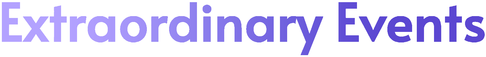 The word extraordinary events is written in purple on a white background
