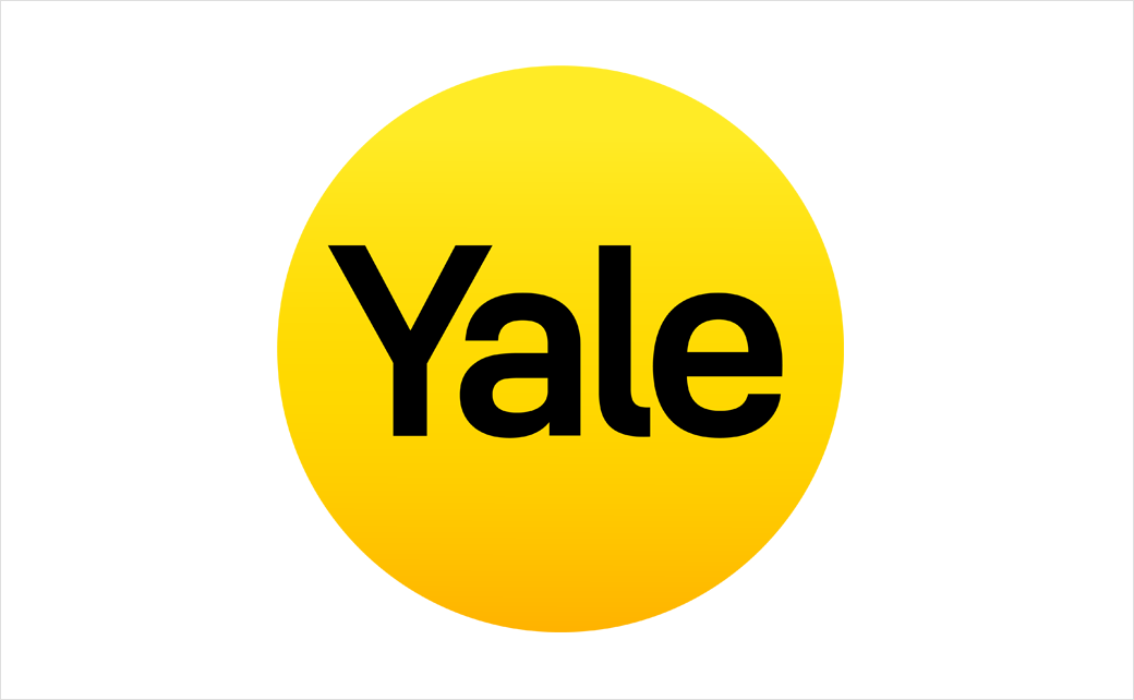 Logo di Yale in testo nero su sfondo giallo.