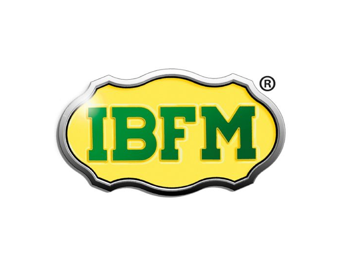 Logo IBFM in lettere verdi su un distintivo giallo con contorno nero