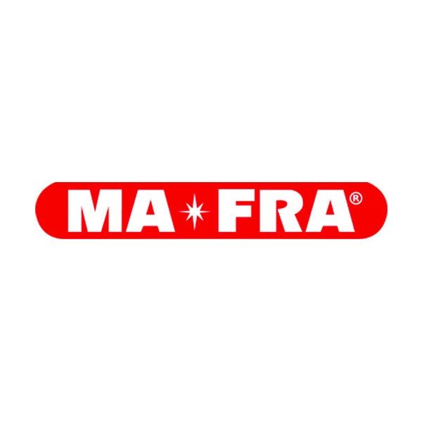 Logo MA-FRA in bianco su un rettangolo arrotondato rosso con una stella tra MA e FRA.