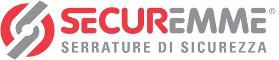 Logo SECUREMME in rosso e grigio con la scritta “SERRATURE DI SICUREZZA” sottostante.