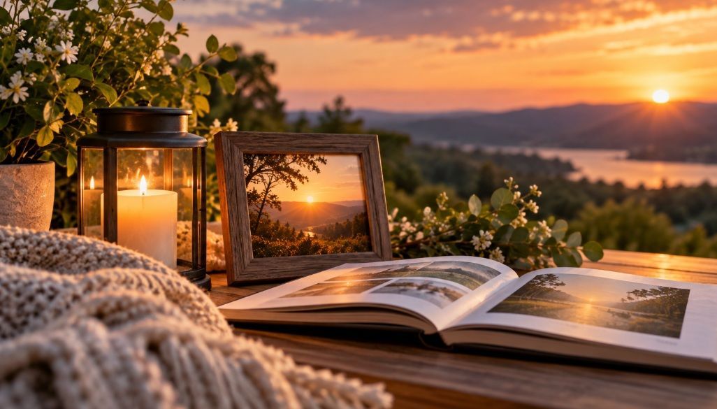 cremation services Berwyn, IL represented by a peaceful family memory album, warm lantern light