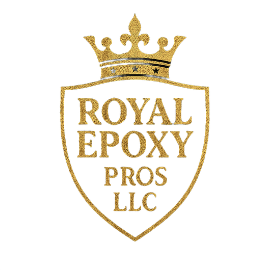 Gold crown and shield logo reading &ldquo;Royal Epoxy Pros LLC&rdquo;