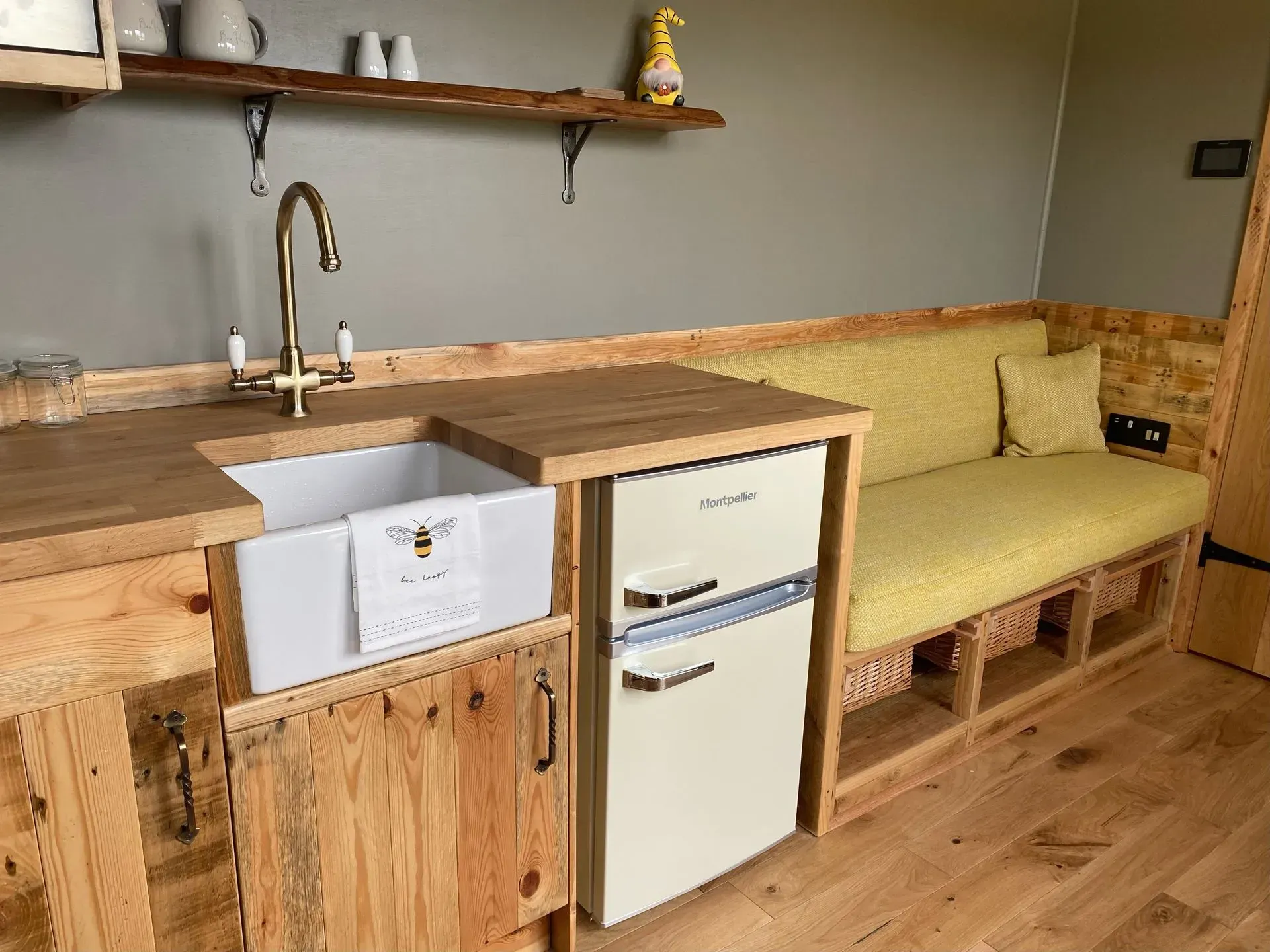 Kitchen area in Shepherds hut