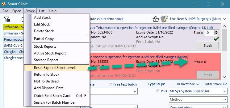 Reset expired stock level to zero