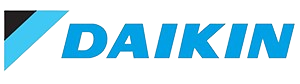 The daikin logo is blue and black on a white background.