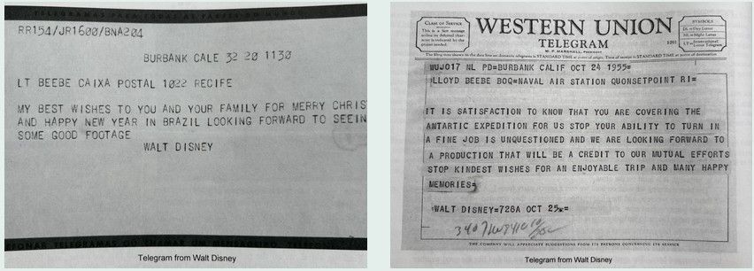 Two vintage documents: a letter and a Western Union telegram. Both are in black and white.