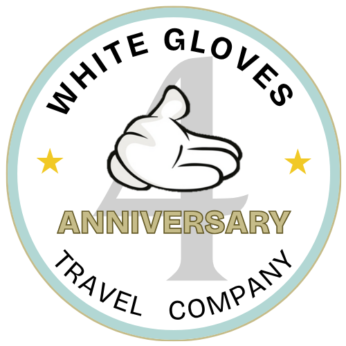 White Gloves Travel Company - 4 -year anniversary badge.