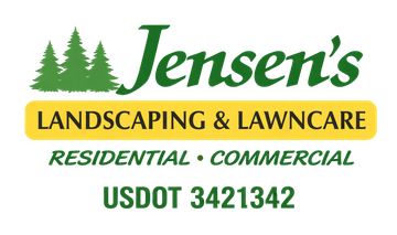 Jensen&rsquo;s Landscaping & Lawncare logo with green trees, yellow banner, and USDOT 342134 text