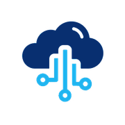 A blue cloud with a few lines coming out of it.