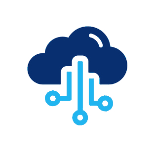 A blue cloud with a few lines coming out of it.