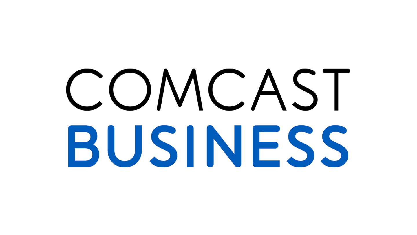 The comcast business logo is blue and black on a white background.