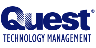 A quest technology management logo on a white background