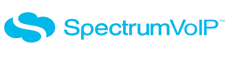 A logo for spectrum voip with a blue cloud on a white background.