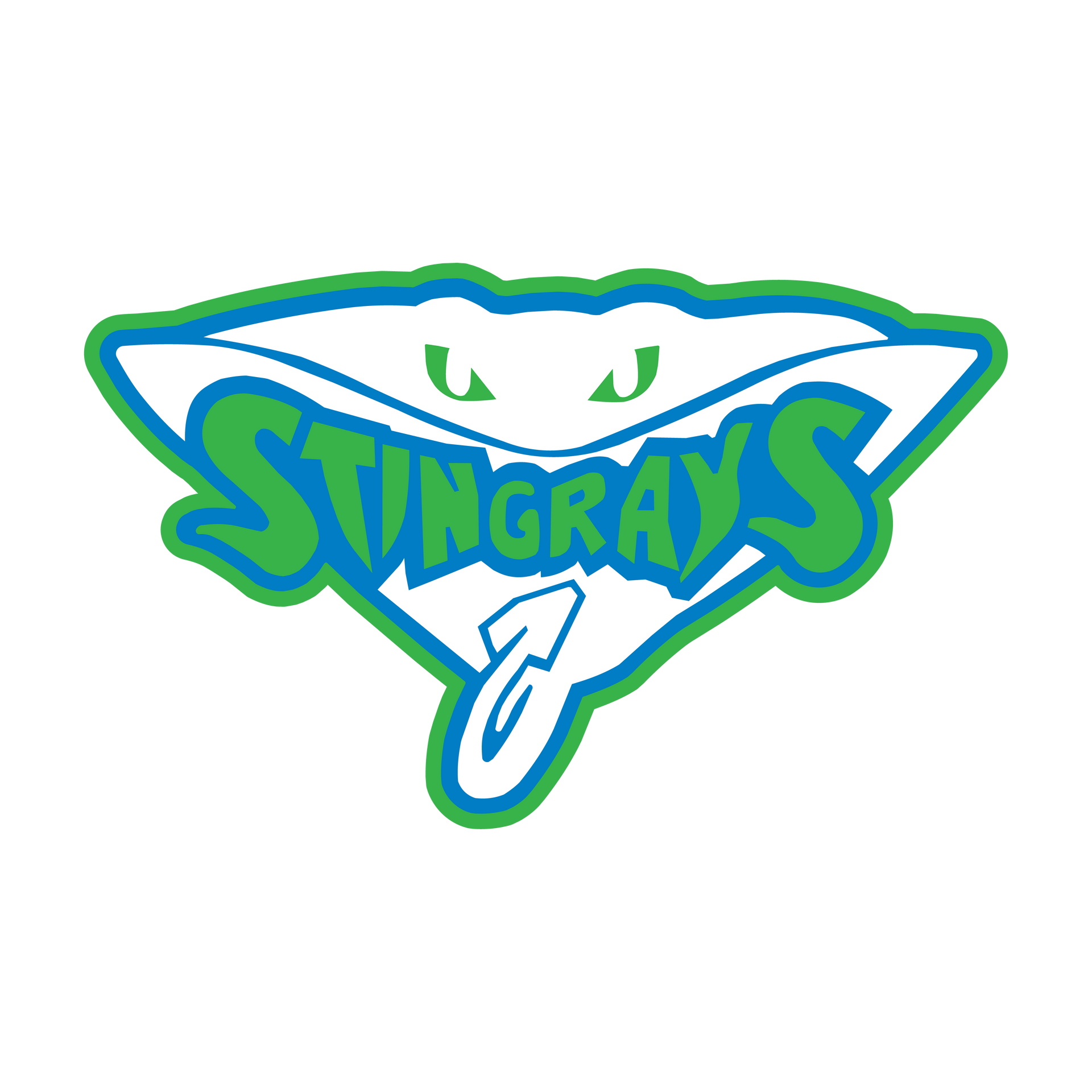 A green and white stingrays logo on a white background