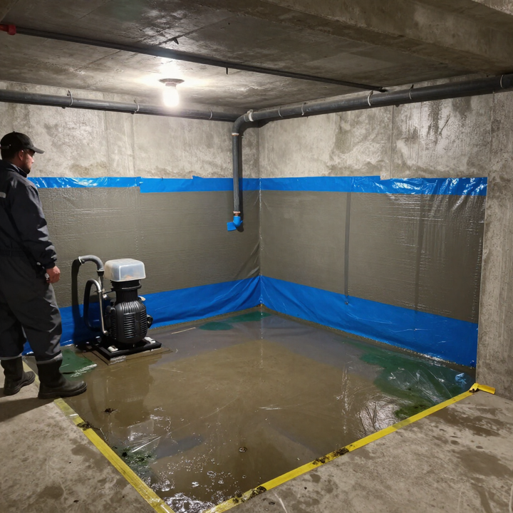 Basement waterproofing Services in Renton, WA, with sealed walls, protected floors, and visible plumbing.