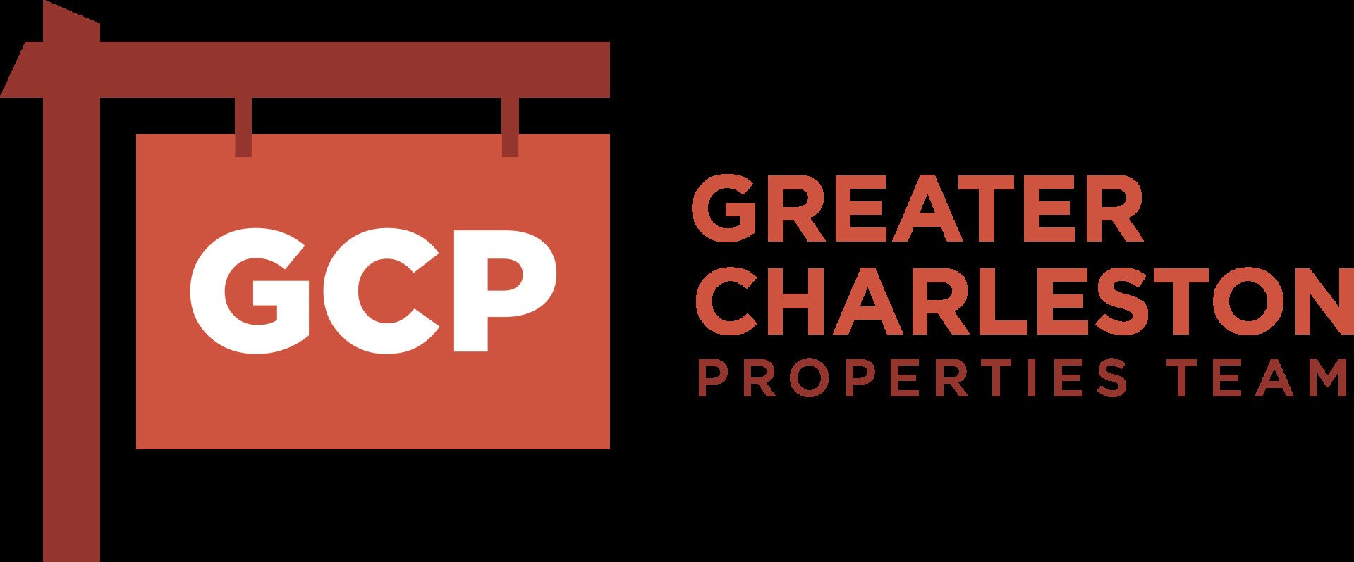 GCP logo in coral and brown with “Greater Charleston Properties Team” text