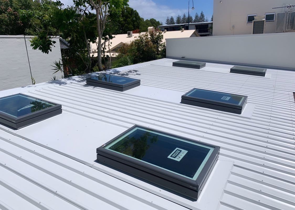 A Roof With a Lot of Skylights on It — Northern Rivers Metal Roofing PTY LTD In Ewingsdale, NSW