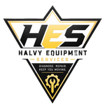 HES Halvy Equipment Services logo with black and gold triangle, wrench, and &ldquo;Diagnose. Repair. Keep You Moving&rdquo; tagline