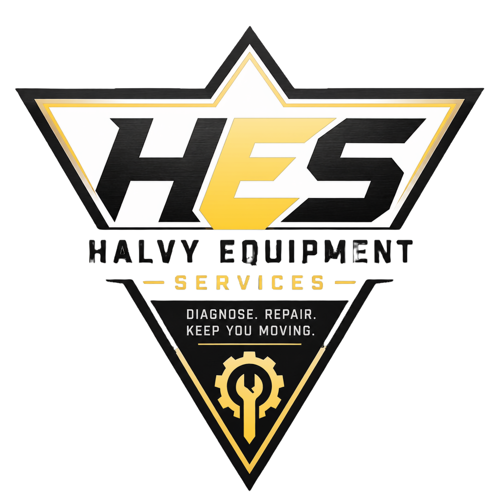 HES Halvy Equipment Services logo with black and gold triangle, wrench, and “Diagnose. Repair. Keep You Moving” tagline