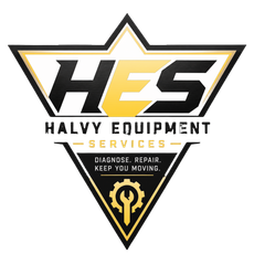 HES Halvy Equipment Services logo with black and gold triangle, wrench, and &ldquo;Diagnose. Repair. Keep You Moving&rdquo; tagline