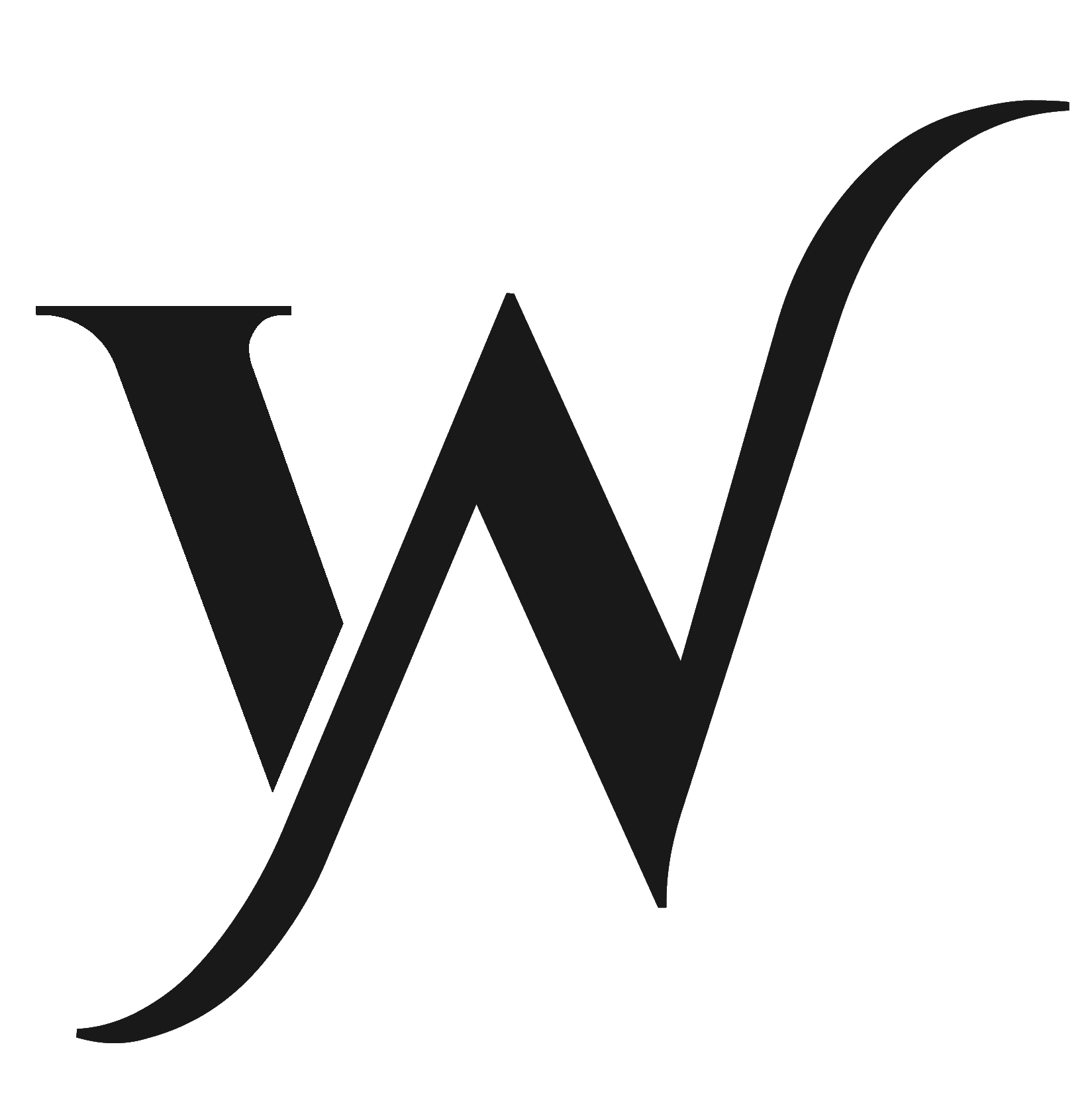 A black letter W on a white background