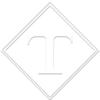 Simple outlined diamond logo with a stylized “T” in the center, in light gray.