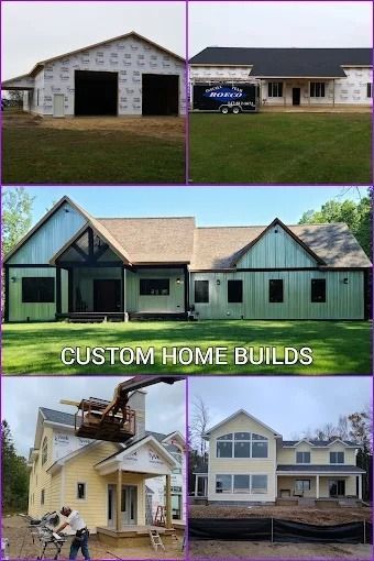 Collage of custom home builds showing several newly constructed houses and a “CUSTOM HOME BUILDS” banner