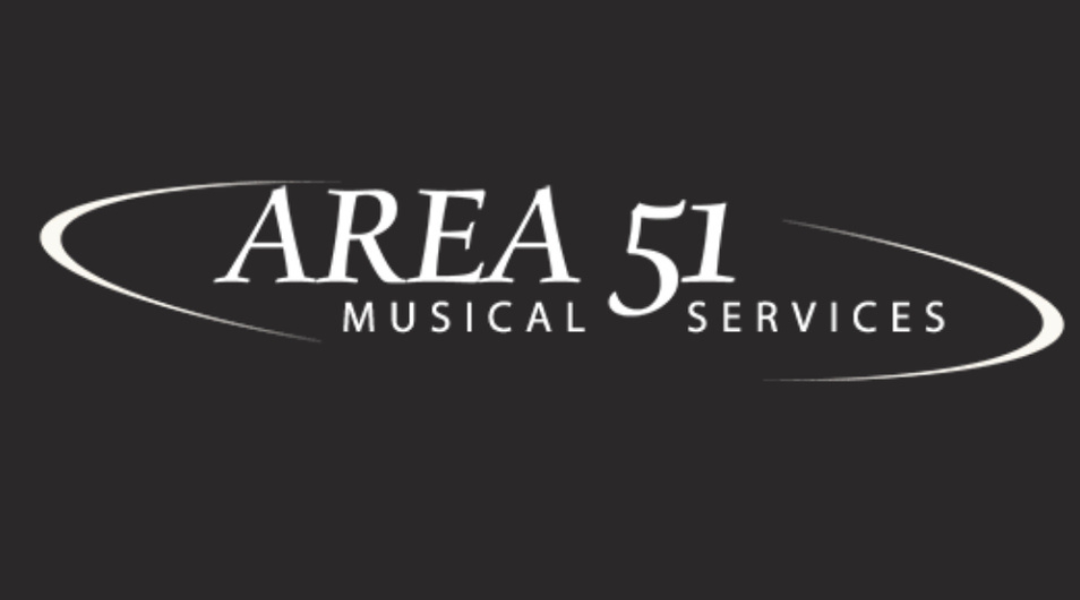 AREA 51 Musical Services logo in white on a dark background with an oval outline
