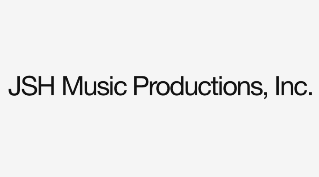 Black text reading “JSH Music Productions, Inc.” on a white background