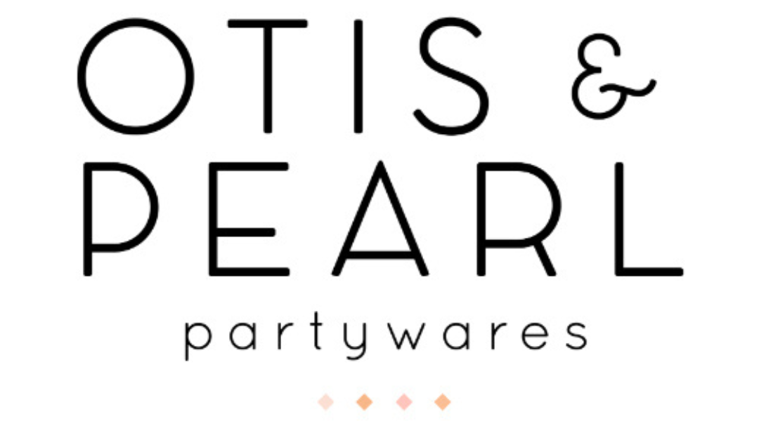 OTIS & PEARL partywares logo in black text with small peach dots on a white background