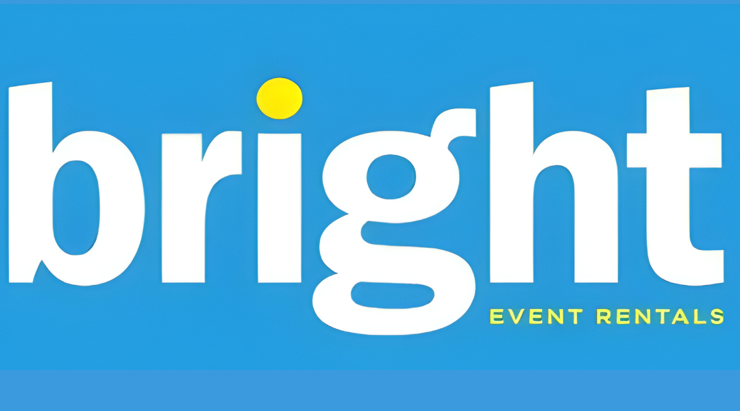 Bright event rentals logo on a blue background