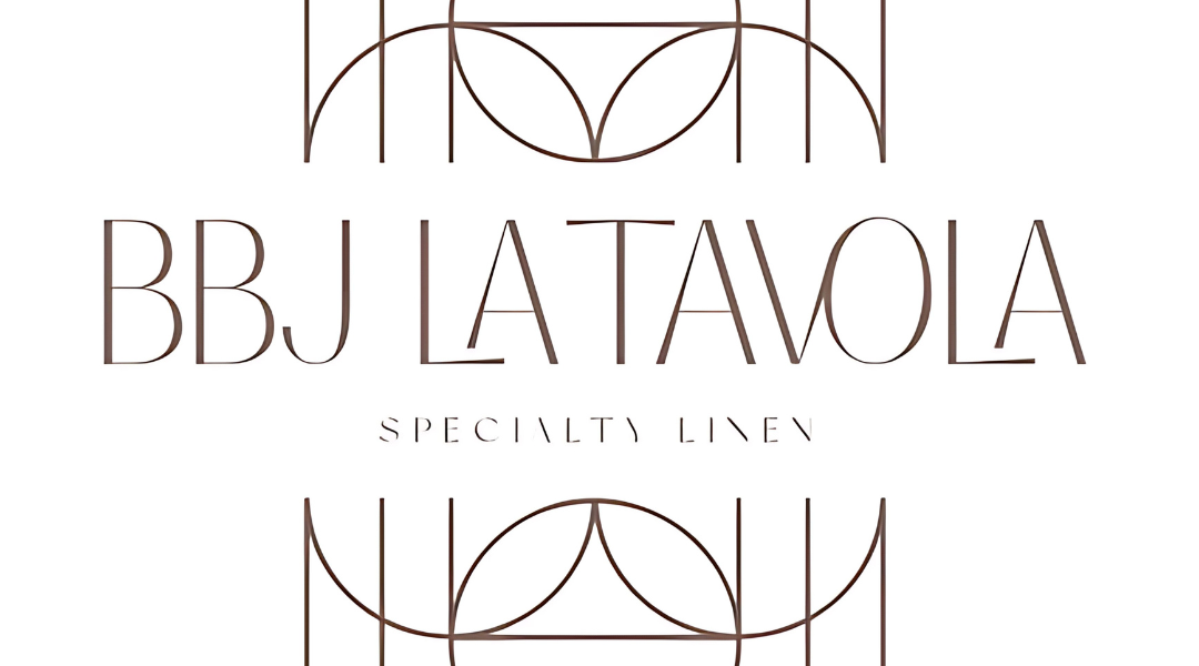 BBJ LATAVOLA specialty linen logo in elegant brown text on a white background