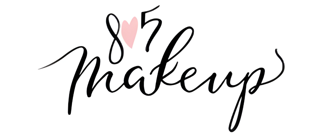 Stylized black and pink “85 Makeup” logo on white background