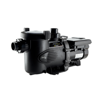 A black swimming pool pump on a white background.